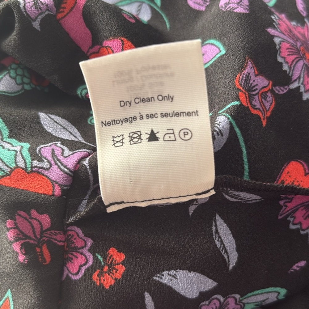 VERONICA BEARD Robin Dress 100% Silk in Black/Multi-colored Floral Size 2 - Picture 11 of 11